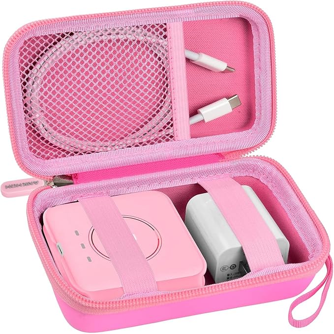 Travel Case for UCOMX for Nano/for Iseyyox/for LISEN/for RTOPS 3 in 1 Wireless Charger, Foldable Magnetic Charging Station Storage Holder Bag for Fast Charge Pad Cable and Adapter, Pink-Box Only