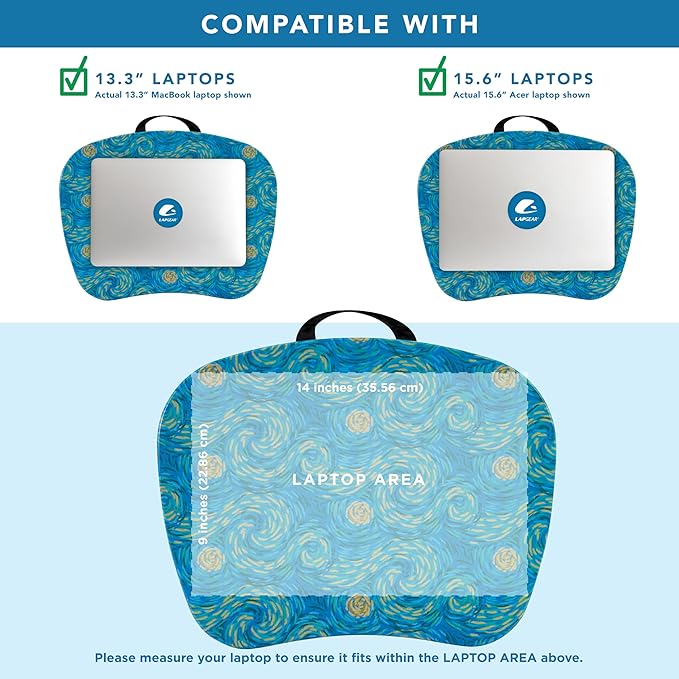 LAPGEAR MyStyle Portable Lap Desk with Cushion - Starry Blue - Fits up to 15.6 Inch Laptops - Style No. 45339
