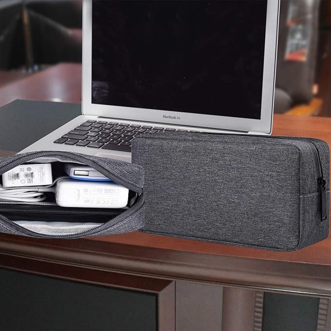 dealcase Electronics Accessories Case, Durable Small Electronics Accessories Storage Bag Compatible Laptop Charger Various USB, Cables, Cords and Power Travel Gadget Carry Bag, Dark Gray(Small+Big)