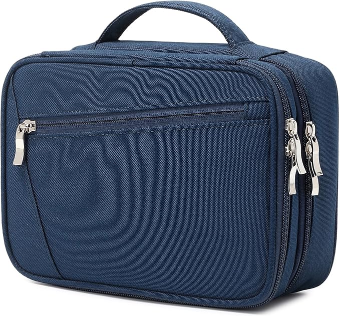 mygreen Electronics Travel Organizer, Watreproof Electronic Accessories Case Portable Double Layer Cable Storage Bag for Cord, Charger, Flash Drive, Phone, Ipad Mini, SD Card, Gifts for Him Blue