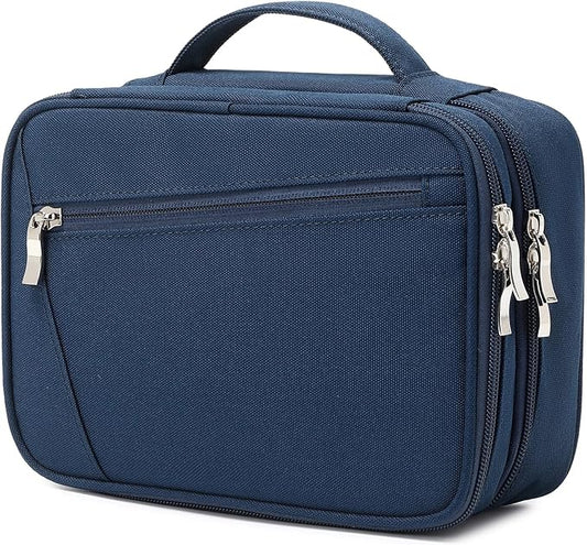 mygreen Electronics Travel Organizer, Watreproof Electronic Accessories Case Portable Double Layer Cable Storage Bag for Cord, Charger, Flash Drive, Phone, Ipad Mini, SD Card, Gifts for Him Blue