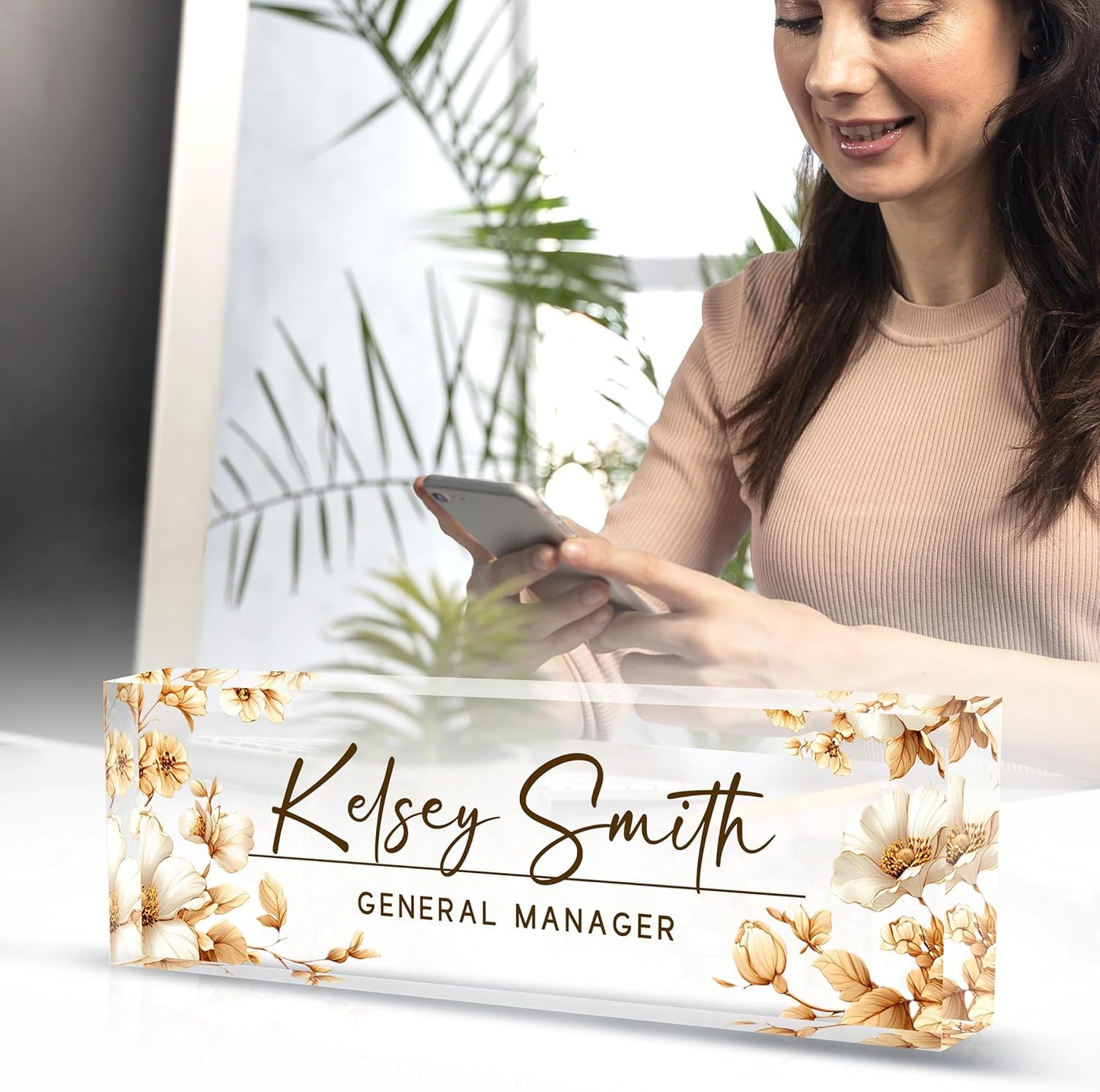 Custom Desk Name Plate Personalized, Acrylic Name Plate for Desk, Office Desk Decor for Women and Men, Employee Appreciation Gifts Office Gifts for Boss, Manager, Teacher, Nurse