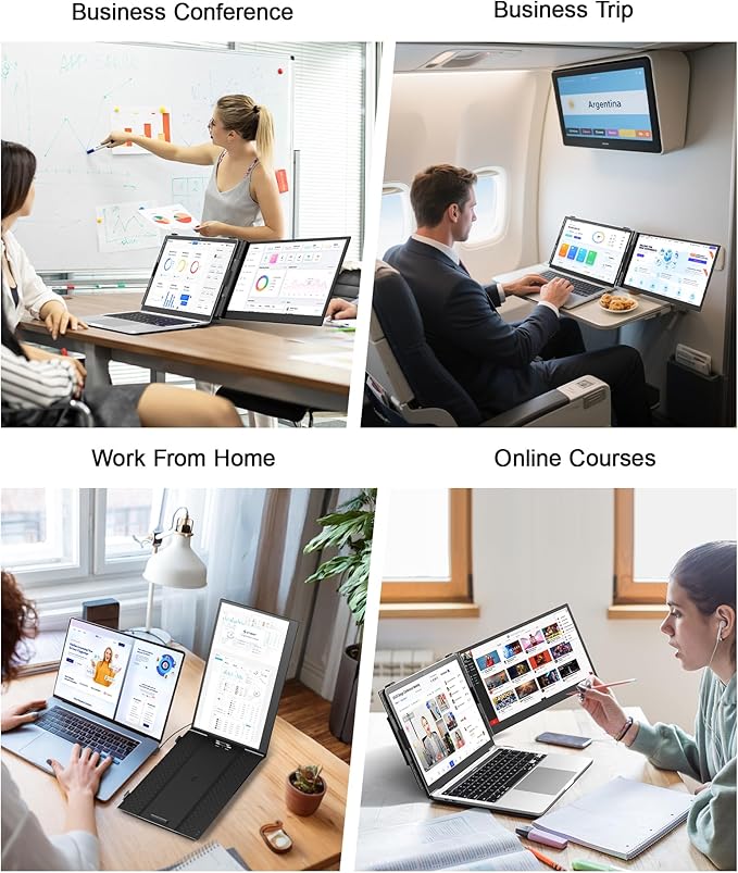 Laptop Screen Extender, Ultra-Thin 14" FHD 1080P Portable Monitor for Laptop, 1.3lbs Lightweight Dual Monitor Extender Plug & Play for 13"-17" Laptops, Compatible with Wins/Mac/Android/Chrome