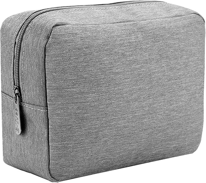 E-Tree Makeup Bag, Big Travel Make up Pouch, Zipper Large Cosmetic Brush Skin Care Case, Toiletry Bags for Traveling Women Man,Tech Electronic Organizer,Small Canvas Storage for Personal Items,Grey