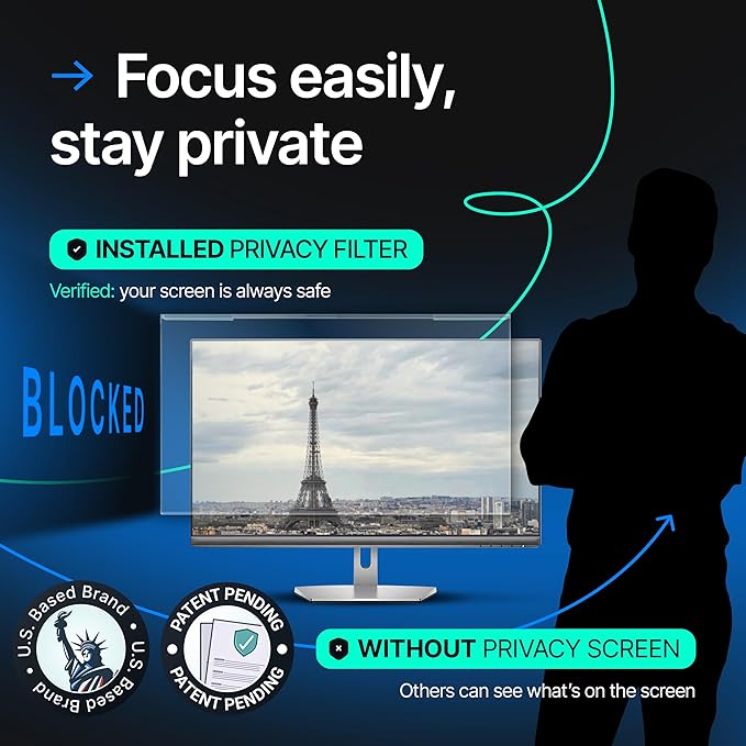 Universal Acrylic 26, 27 Inch Computer Privacy Screen Filter for Widescreen Computer Monitors - 24.1" x 15.1" (612 x 384 mm) - Monitor Frame Hanging Type