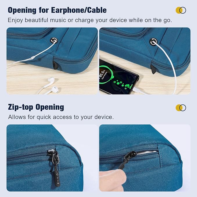 MoKo 9-11 Inch Tablet Sleeve Bag, Fits 11 inch iPad Air M3, iPad A16 2025, Pro 11 M4, iPad 10/9/8/7th, Tab S8/S9 11, Multifunctional Bag with Shoulder and Headphone Port,Peacock Blue