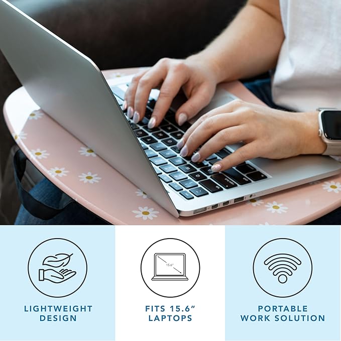 LAPGEAR MyStyle Portable Lap Desk with Cushion - Pink Daisy - Fits up to 15.6 Inch Laptops - Style No. 45336