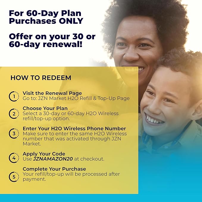H2O Wireless 60-Day USA Physical Prepaid SIM Card with 60GB High-Speed 4G LTE/5G Data & 20GB Mobile Hotspot, Unlimited Data, Talk & Text to 70+ Countries, Triple-Cut US SIM Card for Cell Phones