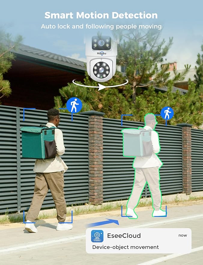 Hiseeu Wireless Security Cameras Outdoor, 5G & 2.4G WiFi Pro, Wireless Home Security Camera System, Dual Lens, 360° Pan & Tilt, Auto Tracking, Color Night Vision, 1TB HDD No Subscription, Need Plug In