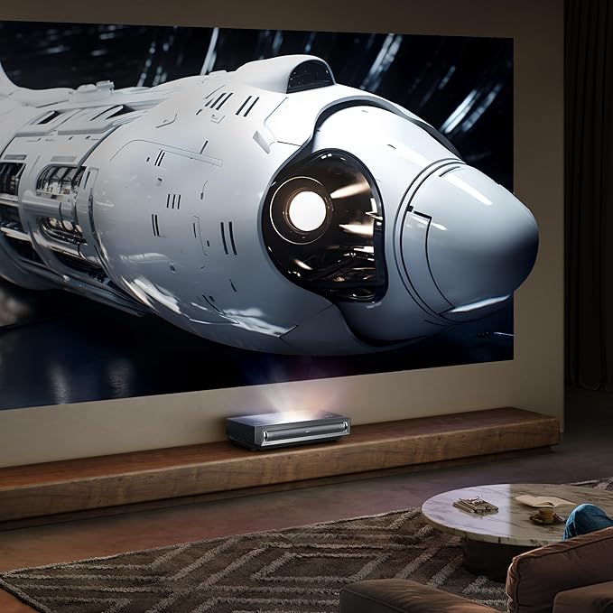 Hisense PX3-PRO Ultra Short Throw Triple Laser Projector, 4K UHD, 80” – 150”, 3,000 Lumens, 3000:1 Contrast, Dolby Vision & Atmos, IMAX Enhanced, 240 High Refresh Rate, Google TV, Designed for Xbox