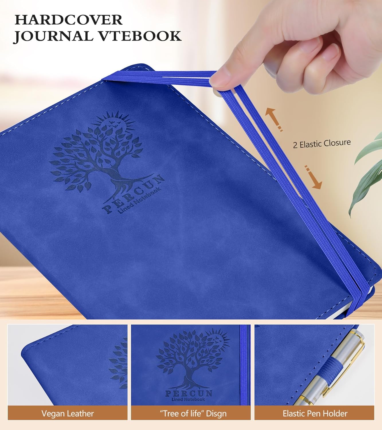 Lined Journal Notebook for Men & Women,200 Pages A5 Hardcover Leather Notebook (5.9"x8.5"), Travel Journal for Work, School, Business Writing, Note Taking, Notepad Diary (Navy)