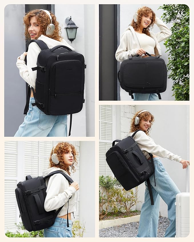 LOVEVOOK Travel Backpack for Women & Men, 60L Large Carry On Backpack Airline Approved, TSA Personal Item Weekender Bag, Water Resistant Laptop Backpacks with 3 Packing Cubes for Travel Essentials