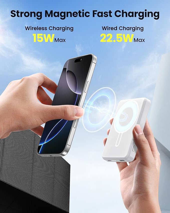 Magnetic Portable Charger Power Bank 12000mAh MagSafe Compatible Battery Pack PD 22.5W USB C Fast Charging Wireless Battery Pack Phone Charger for iPhone 17/16/15/14/13/12 All Series