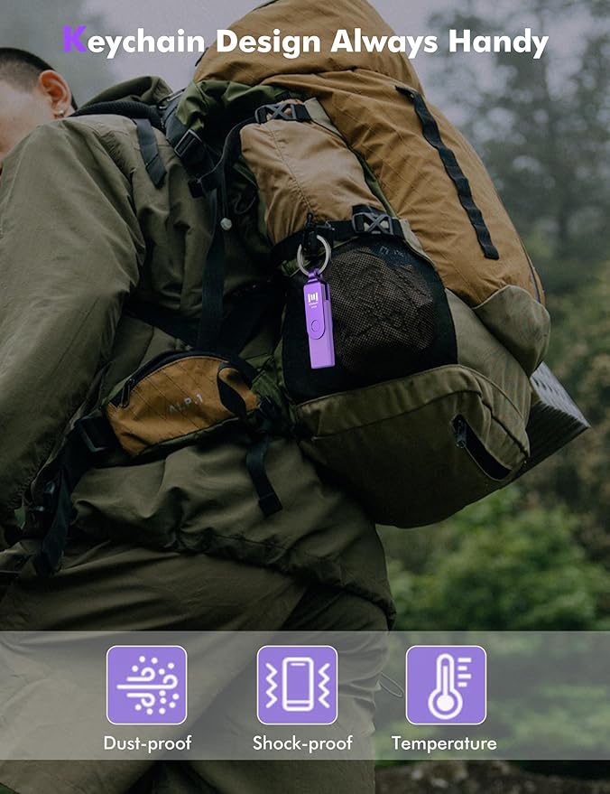 MOSDART 64GB USB3.1 Fast Speed C and A Dual Flash Drive, exFAT Memory Stick with Keychain and LED Indicator, for iPhone 15 and 16, Android Phone, iPad, MacBook, and Other Laptops, Purple