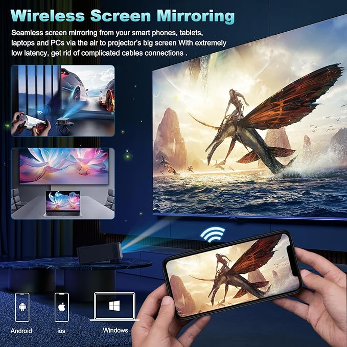 [Built-in Electric Bracket] Smart projector,Outdoor Projector With Wifi And Bluetooth,Full HD 1080P Native，Portable Porjector With Auto Focus&Keystone ,Movie Projector For Indoor&Outdoor Dess C4 Pro