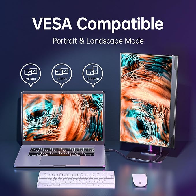 cocopar Portable Monitor - Upgraded 17.3 Inch 1080P FHD IPS HDR 100% sRGB FreeSync USB-C Gaming Monitor with Type-C Mini HDMI for Xbox PS4 Laptop PC Mac Surface, VESA mountable