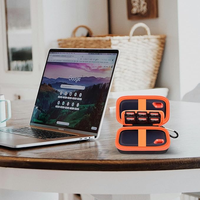 Case Compatible with SanDisk Extreme Pro/for SanDisk Portable SSD 1TB 2TB 4TB 500GB/ for Crucial X10 X9 Pro External Solid State Drive, Travel Storage Bag for 2 SSD and SD Card -Orange (Box Only)