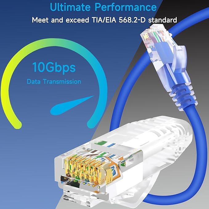 Cat6 Ethernet Cable 2 ft (10 Pack), Ideal for Data Centers & 10G Network - Blue