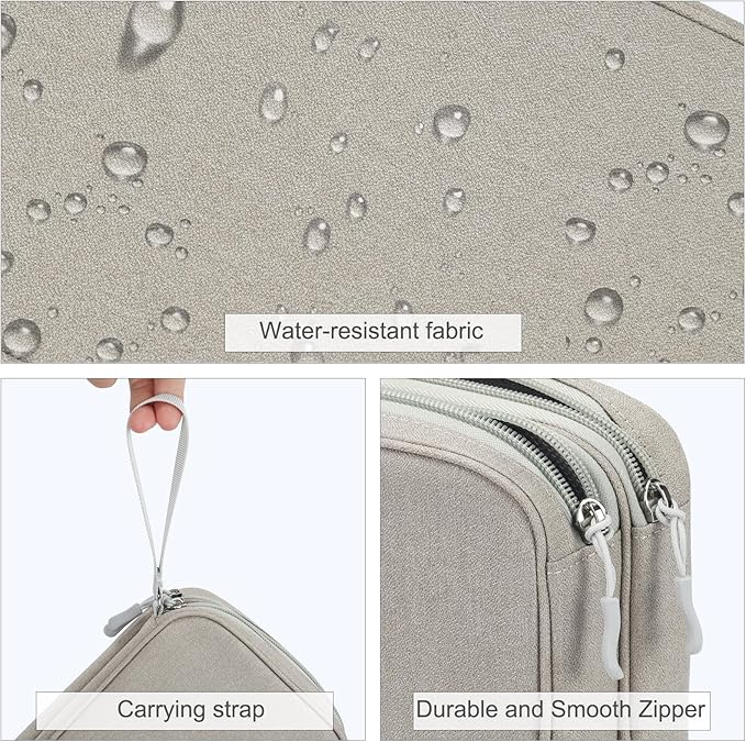 FYY Electronic Organizer, Large Travel Cable Organizer Bag Pouch Electronic Accessories Carry Case Portable Waterproof Double Layers All-in-One Storage Bag for Cable, Cord, Charger, Phone, Khaki