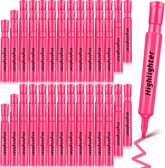 Qilery 72 Pack Highlighters Bulk, Tank Style Chisel Tip Highlighters Markers Quick Drying for Kids and Adult Coloring, Classroom Home Office School Supplies (Pink)