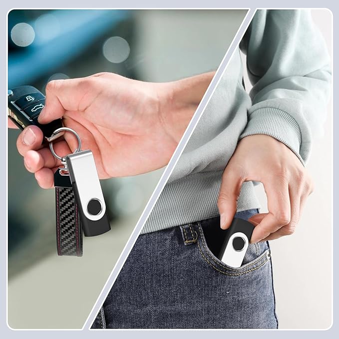 AreTop USB 2.0 Flash Drive, Pack of 20 2GB Thumb Drives Bulk, Metal Memory Sticks, Portable Keychain Jump Drive Multipack for Date Storage (2G,black-20pack)