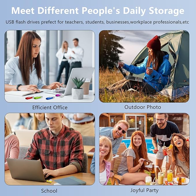 USB Flash Drive 16GB Flash Drives 20 Pack, AGECASH USB 2.0 Thumb Drive 20 Pack Swivel Pendrive Memory Stick Zip Jump Drives Multipack with 20PCS Black Lanyards (Colorful, 16GB)