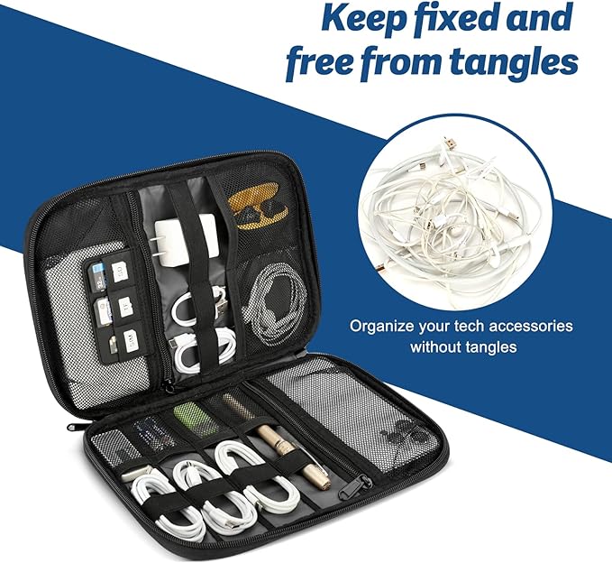 Electronic Organizer Travel Case, All-in-One Portable Cable Organizer Bag for Storage, Tech Organizer Travel Accessories for Cables, Chargers, Power Bank, Flash Drive,SD Card