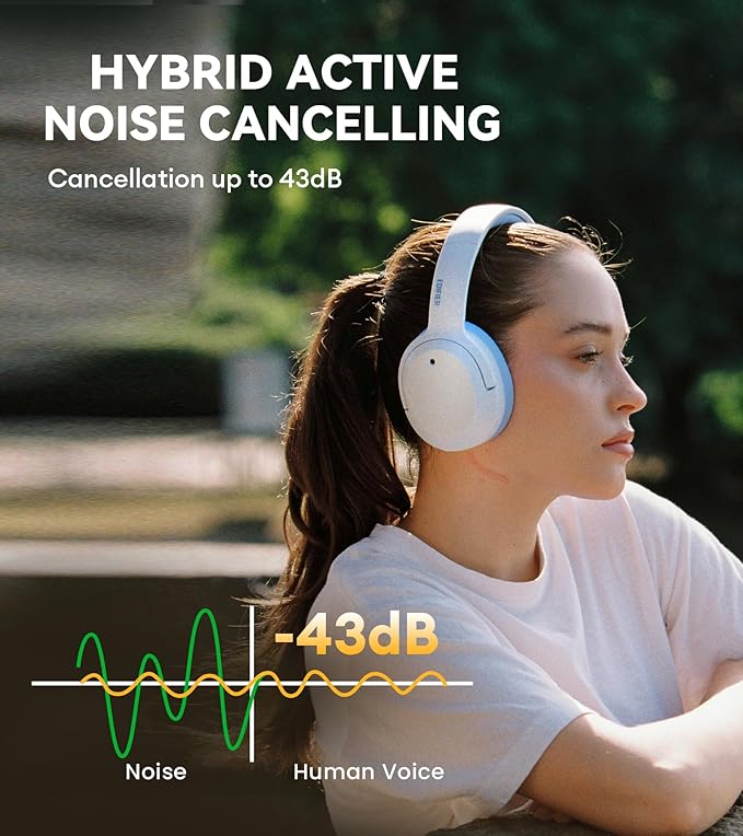 Edifier W820NB Plus Hybrid Active Noise Cancelling Headphones - LDAC Codec - Hi-Res Audio Wireless & Wired - Fast Charge - 49H Playtime - Over Ear Bluetooth V5.2 Headphones- Blue