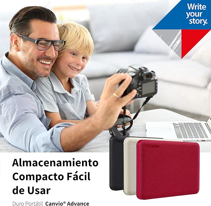 Toshiba Canvio Advance 1TB Portable External Hard Drive USB 3.0, Red - HDTCA10XR3AA