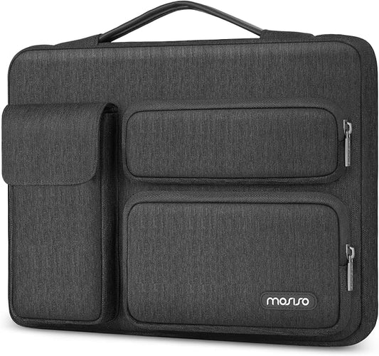 MOSISO 360 Protective Laptop Case 13.3 inch, 13-13.3 inch Laptop Sleeve Compatible with MacBook Air/Pro 13 / Pro 14, HP Dell ASUS Lenovo,Side Open Bag with 2 Raised&1 Flapover Pockets, Slate Gray