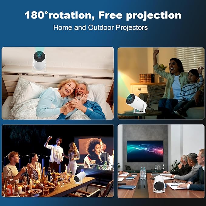 Mini Projector, Support 4K 1080P Portable Projector with Dual Band WIFI6 5G Wireless 5.2 Bluetooth Android 11, 200 ANSI Lumens, 180° Rotatable, Auto Keystone Correction,35"-130" Screen Video Projector