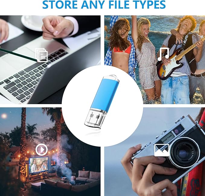 KOOTION Flash Drive 16GB 10 Pack USB 2.0 Thumb Drive Capped Memory Stick Jump Drive, Blue