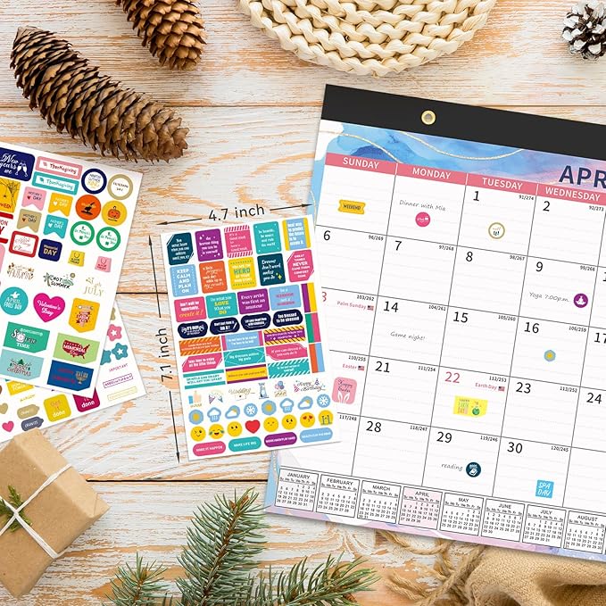 Ospelelf Planner Stickers, 5 Sheets Calendar Stickers Pack, Inspirational Motivational Quotes Festivals Label Sticker, for Decorating Organizers Scrapbooks Laptops Cups