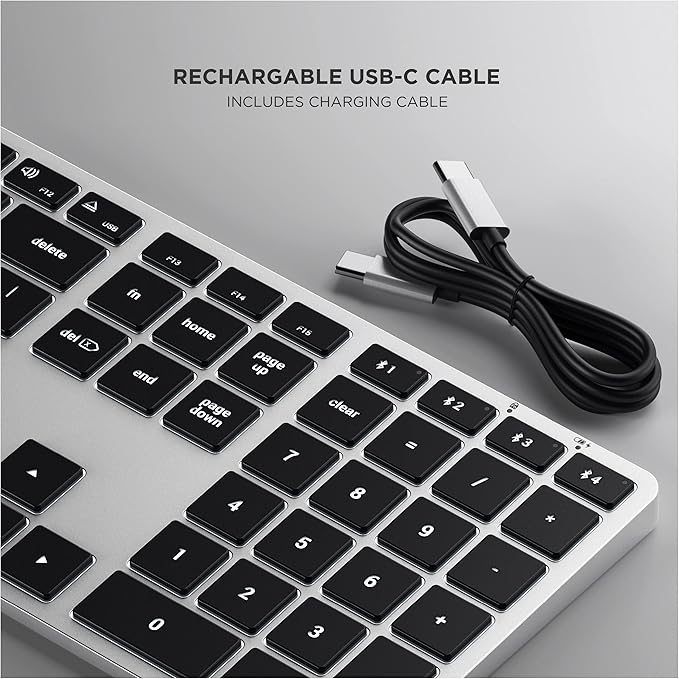 Satechi Slim X3 Bluetooth Backlit Keyboard for Mac, Illuminated Keys & Multi-Device Sync, for MacBook Air/Pro M4, iPad Air/Pro M4/M3, iPad mini, Mac mini, iMac - Silver