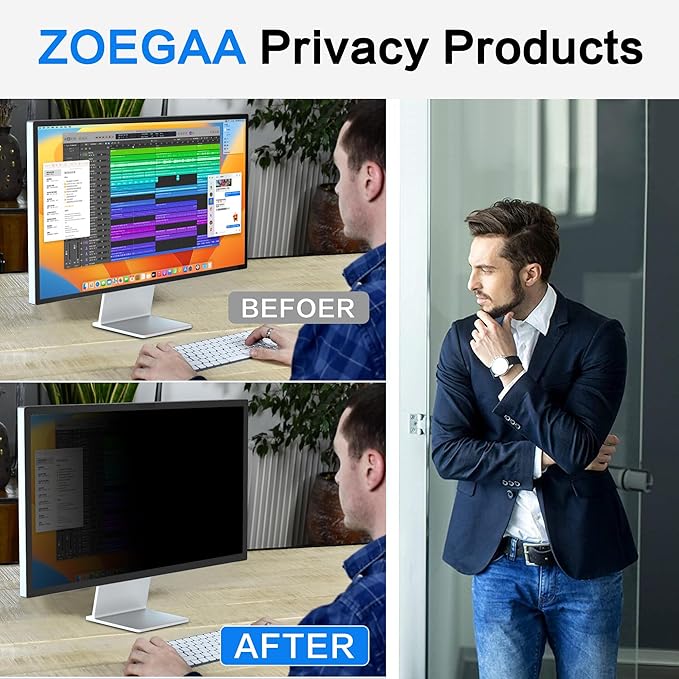 ZOEGAA iMac 27 inch Privacy Screen Filter for Studio Display, Removable 27 Inch Computer Privacy Screen 5K Retina Display Computer Screen Privacy Shield and Anti-Glare Screen Protector