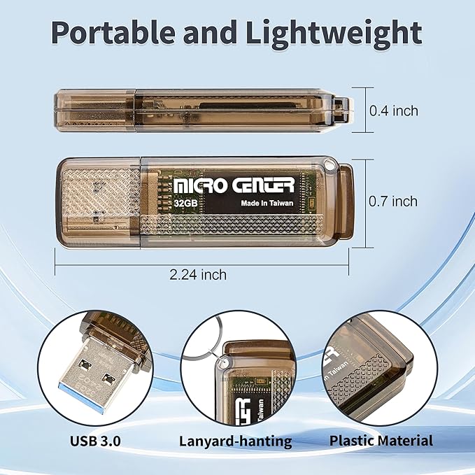 INLAND Micro Center Super Speed 20 Pack 32GB USB 3.0 Flash Drive Memory Stick Thumb Drive Data Storage Jump Drive Bulk, Much Faster Than USB2.0 Flash Drive, Brown