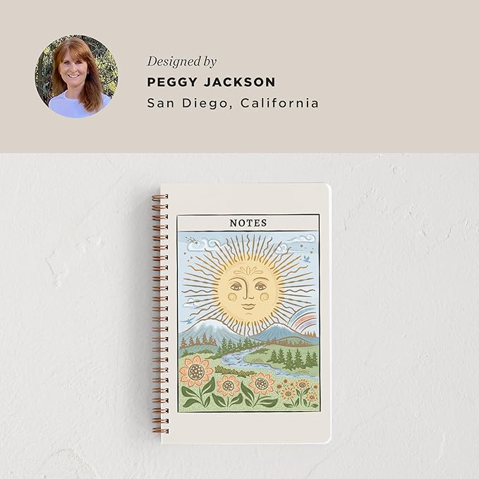 Minted Golden Sun Tarot Card Notebook, Writing Journal for Notes & Journaling, Durable Paper Cover, Modern, Colorful & Simple Spiral Bound Journal Notebook with 160 Lined Pages, 5.5" x 8.5"