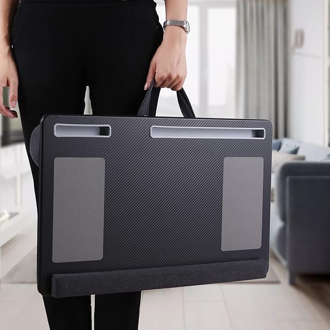 Extra Large Lap Laptop Desk- Home Office Portable LapDesk with Mouse Pad & Wrist Rest for Notebook/MacBook/Tablet, Sofa Bed Working, Writing, Drawing (Carbon Black, Fit Up to 17-inch Laptops)