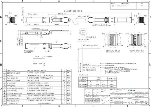 10Gtek 40G QSFP+ DAC Cable - 40GBASE-CR4 Passive Direct Attach Copper Twinax QSFP Cable for Cisco QSFP-H40G-CU50CM, Meraki MA-CBL-40G-50CM, Mikrotik, Open Switch Devices, 0.5-Meter(1.6ft)