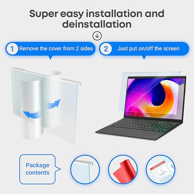 VINTEZ Blue Light Screen Protector for 14 Inch Computer Monitor and Laptop – Anti-UV Blue Light Blocking Film for Desktop PC, Eye Protection Filter, 12.6" x 8.1", 1 Pack