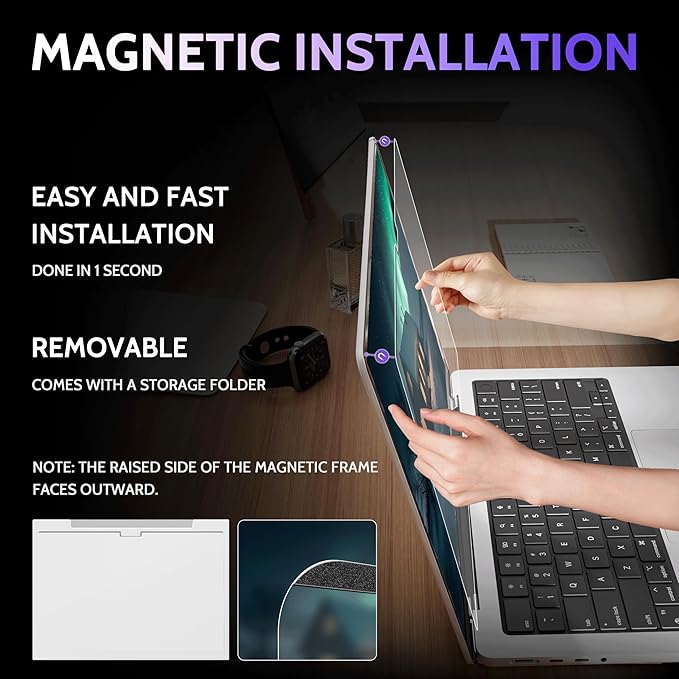 Magnetic Anti Blue Light Screen Protector for MacBook Air 13.6/13 Inch (2022-2025, M2, M3, M4), Removable Glare Filter for 13" Mac Laptop Computer