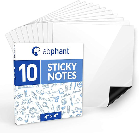 Dry Erase Sticky Notes - 10 Pack of 4x4 Inch; Adhesive Free Reusable Whiteboard Stickers for Smooth Surfaces; No More Paper Post Notes - Reusable Home and Office Product (White, 4 x 4)