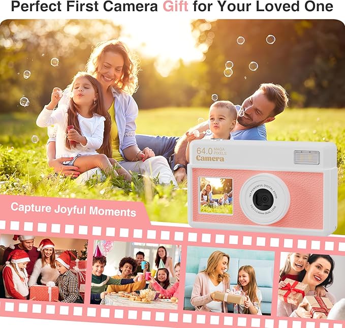Digital Camera, 4K Autofocus Compact Camera with 32G SD Card FHD 64MP with 2.8" Large Screen, 18X Digital Zoom, Portable Mini Camera for Photography, Suitable for Kids,Adult,Beginners