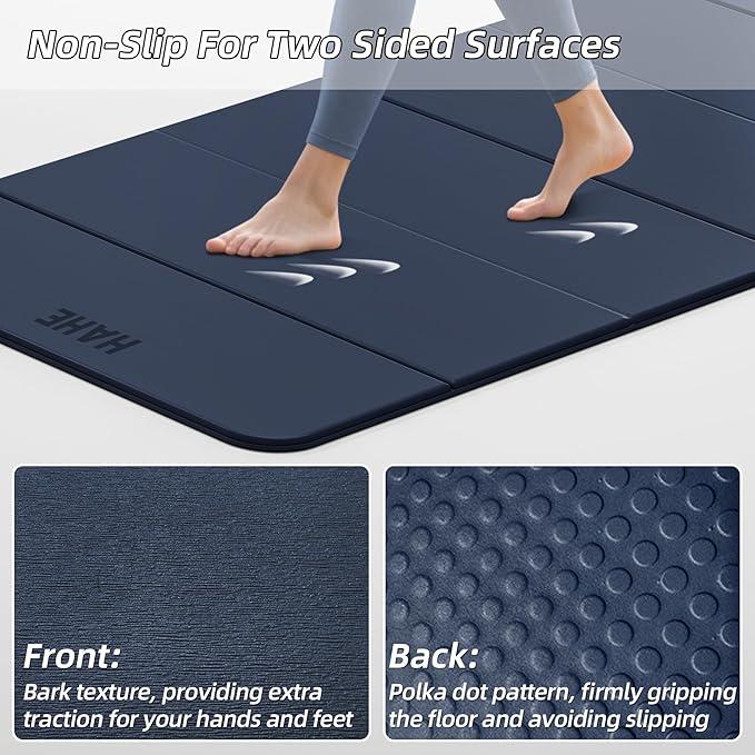 Foldable Yoga Mat, 74"Lx32"Wx1/3"Thick, Folding Exercise Mat, Non-slip Wide Pilates Mats for Home Workout/Travel, Portable Yoga Mat Thick for Yoga/Pilates/Camping/Floor Exercises