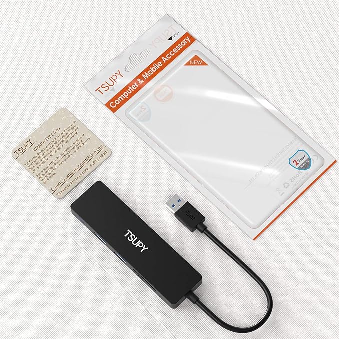 USB Hub 3.0, TSUPY 5 in 1 Multiport Adapter USB 3.0 Hub with SD Micro SD Card Reader, 3 USB 3.0 Ports Compatible for Laptop, MacBook, PC, Printer,Surface Pro, USB Flash Drives