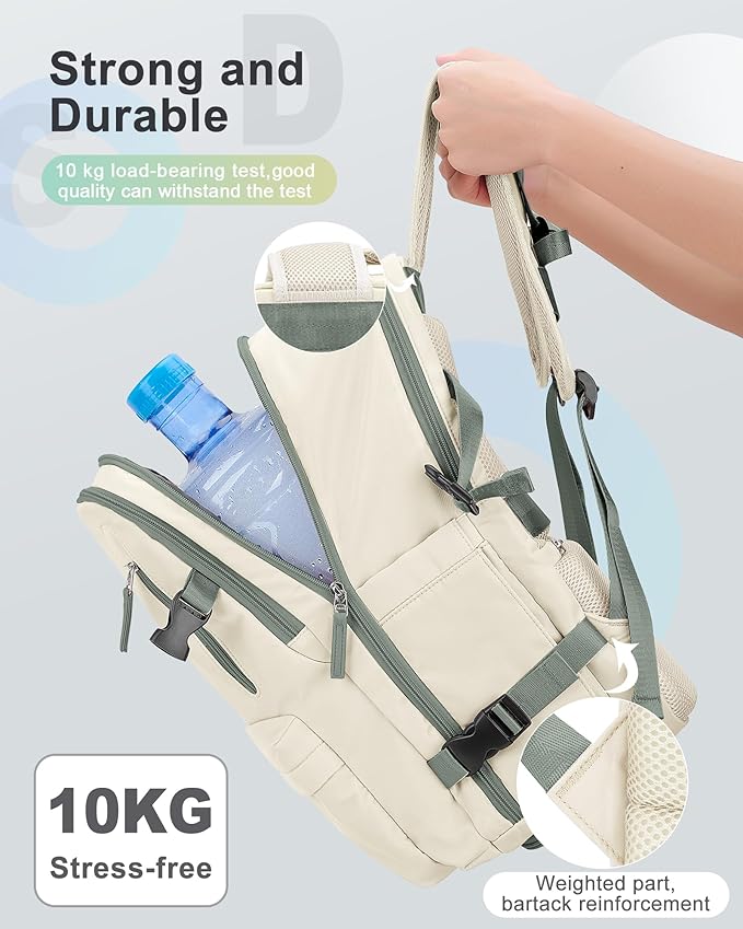 VECAVE Carry On Backpack for Women,Large Travel Backpack Flight Approved,Waterproof 14 Inch Laptop Backpack Business Work Backpacks Men Mochila De Viaje Beige