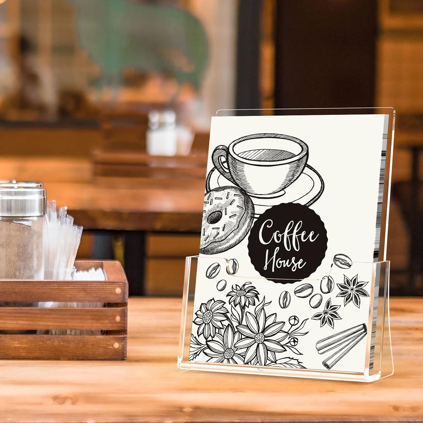 HIIMIEI Brochure Holder 8.5 x 11 inches, Acrylic Flyer Holder with 6 Pack, Plastic Stands for Displaying Magazines, Pamphlets, Literature, Brochures, Booklets, Menu