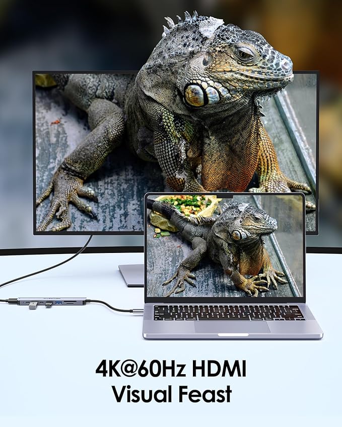 LENTION 8 in 1 USB C Hub with 4K@60Hz HDMI Adapter, 2 USB C Data & 2 USB 3.0 Port, 100W PD, SD/Micro SD Card Reader for 2016-2025 MacBook Pro M4, New Mac Air/Surface, More, (CB-CE19, Space Gray)