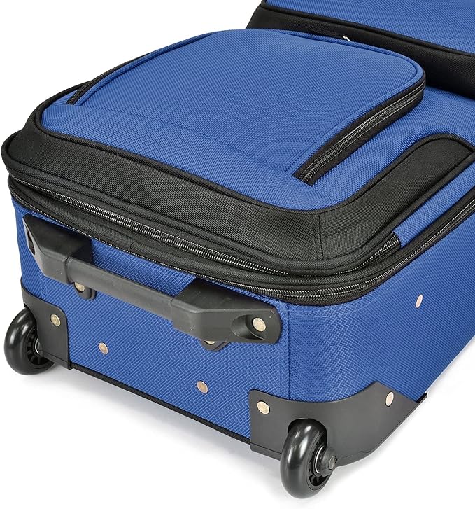 U.S. Traveler Lightweight Rolling 20" Carry On Luggage Softside Suitcase, Royal Blue, 2 Wheel Single