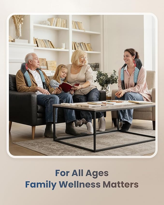 COMFIER Shiatsu Neck Massager with Heat for Deep Tissue, Electric Shoulder and Back Massager for Pain Relief, Hands-Free Cordless 4D Kneading Massage, Gift for Women Men Mom Dad